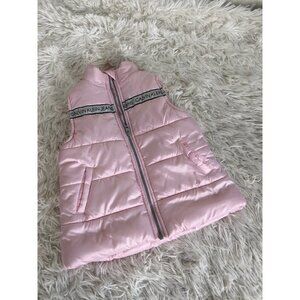 Calvin Klein 2T Puffer Vest Pink and Silver Spellout
